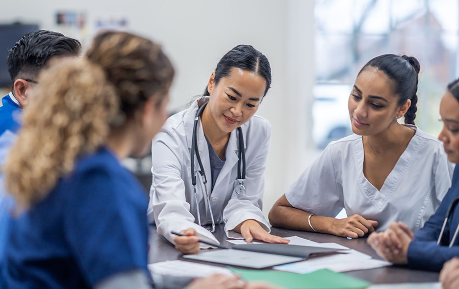 Group of clinicians consulting