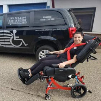 Kevin in Synthesis Transport Wheelchair