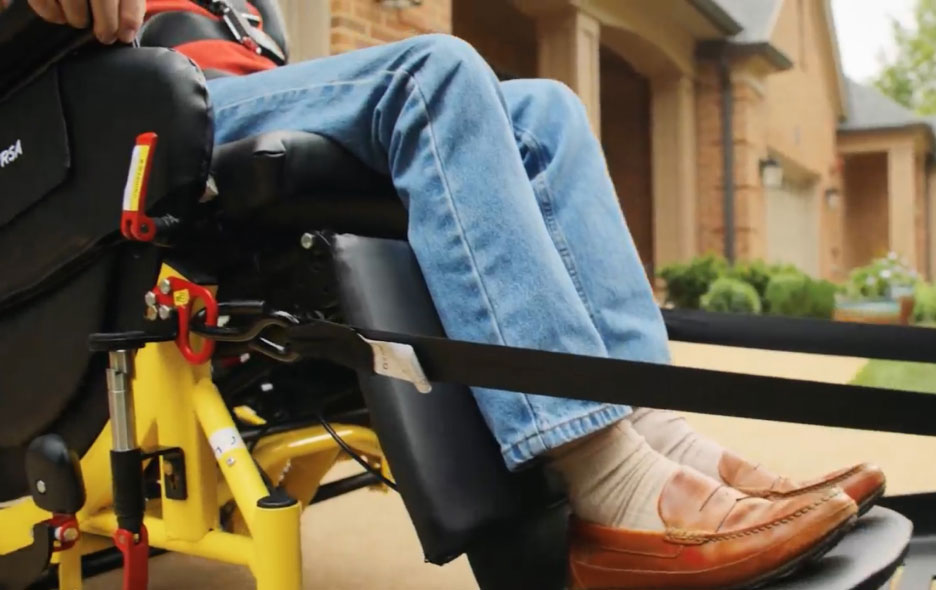 Zoomed In Picture Showing Where to Hook Straps to the Wheelchair