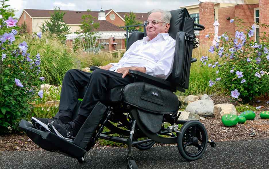Patient enjoying the outdoors in a Broda wheelchair