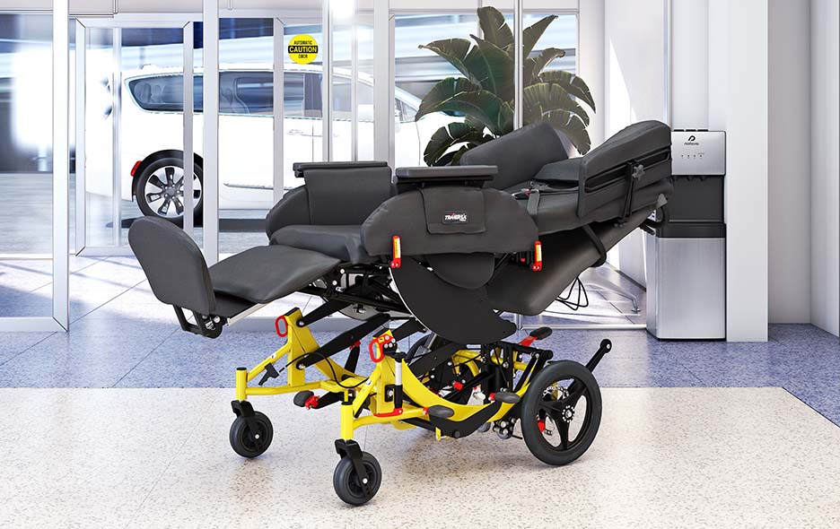 Traversa Transport Wheelchair in an extended recline position