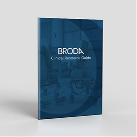 Standing brochure cover titled ‘BRODA Clinical Reference Guide’