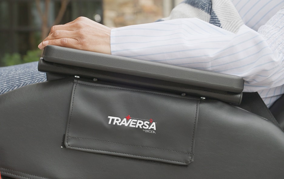 Traversa Logo on Wheelchair