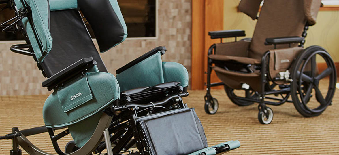 Two Broda wheelchairs placed side by side